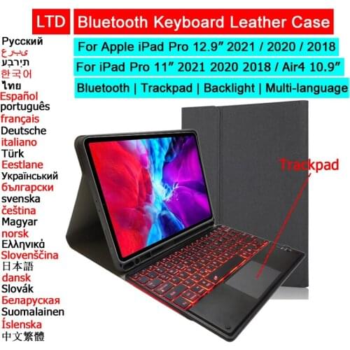 Bluetooth Keyboard Mouse Case For iPad Pro 12.9 11 2020 2018 10.2 Air 4 3 2 10.9 10.5 2017 9.7 Case Russian Arabic Thai Keyboard