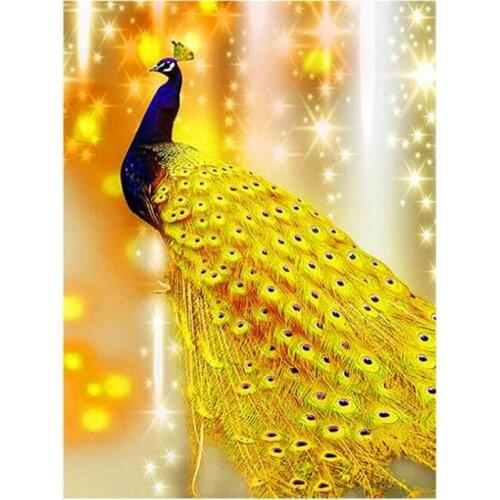 CraftArtGo 5D DIY Diamond Embroidery Peacock Full Square Round Rhinestone Mosaic Painting Cross Stitch Flowers Diamond Kit
