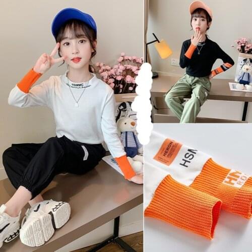 Kids T Shirt Autumn Fashion Children White Black T Shirt Children Long Sleeve Tops Teen Girls O-neck Clothes 8 9 10 11 12 Years