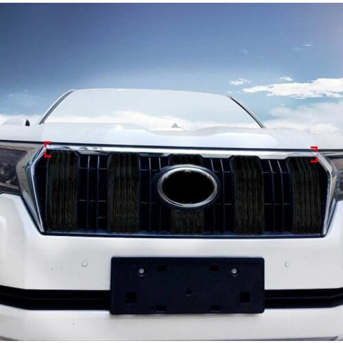 For Toyota Land Cruiser Prado FJ150 2018-2019 Chrome Front Hood Grill Bonnet Trim Car modification Auto parts