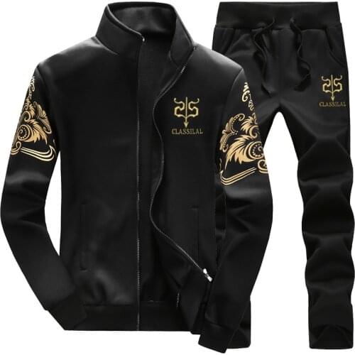European and American hot spring and autumn mens sports suit leisure long sleeve jacket sports fitness suit