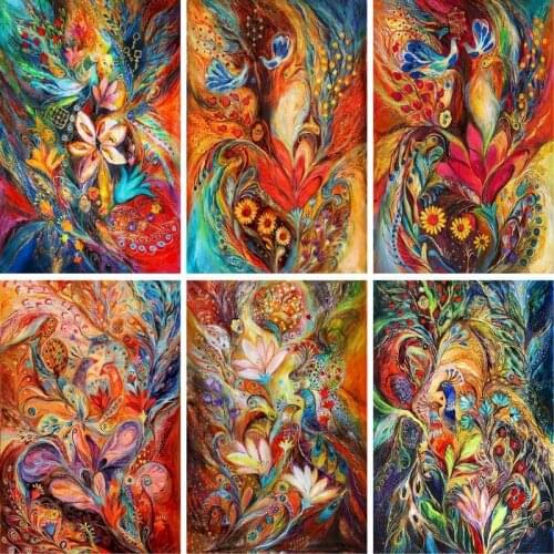 GATYZTORY 60x75cm Frame DIY Painting By Numbers Kits Phoenix Flower Modern Home Wall Art Picture Flowers Paint By Numbers