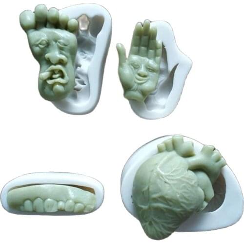 Halloween Series Cake Decorating Tools Human Organs Heart Hands And Feet Teeth Shape Silicone Mold Chocolate Baking K218
