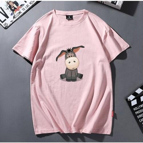Hot Cute Little Donkey Printing Woman T-shirt Girl Cotton Short Sleeve T-shirt Summer Harajuku Kawaii Tee Tops Punk T-shirt