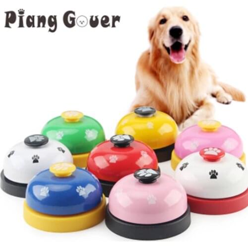 Pet Toy Training Called Dinner Small Bell Footprint Ring Dog Toys For Teddy Puppy Pet IQ Training Interactive Bell Eating Feeder