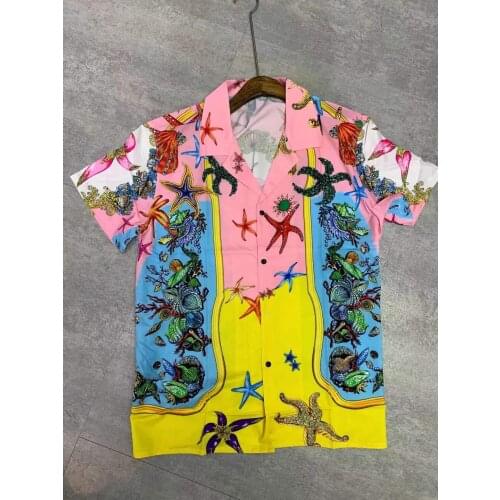 IK0457 Fashion Mens Shirts 2021 Runway Luxury famous Brand European Design party style Mens Clothing