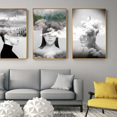 Nordic Aisle Entrance Decor Abstract Natural Girl In Flog Canvas Painting for Living Room Wonderful Earth View Print and Poster
