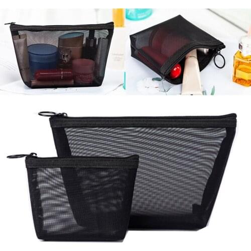 1PC Women Men Necessary Cosmetic Bag Transparent Travel Organizer Fashion Small Large Black Toiletry Bags Makeup Pouch