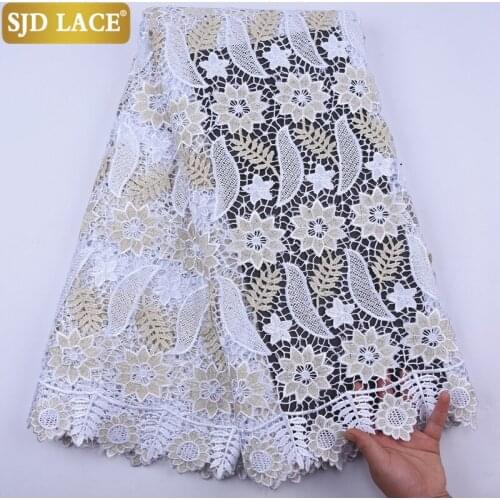 SJD LACE African Cord Lace Fabric High Quality Handmade Guipure Cord Lace With Stones Water Soluble Laces For Wedding PartyA1975