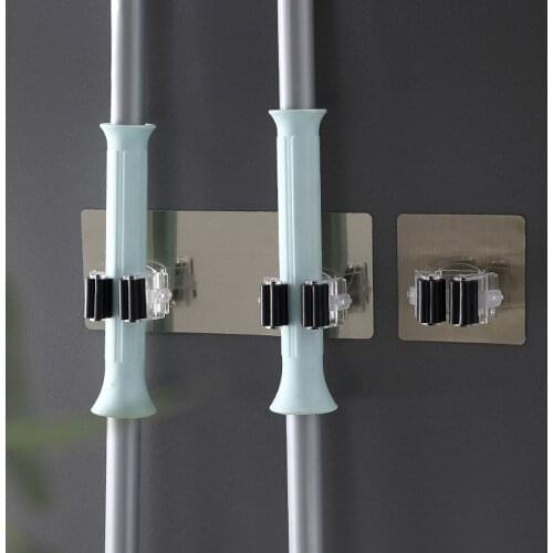 2/4pcs Adhesive Multi-Purpose Hooks Wall Mounted Mop Organizer Holder RackBrush Broom Hanger Hook Kitchen bathroom Strong Hooks