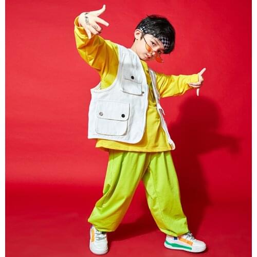 Kid Hip Hop Clothing Sleeveless Jacket Tops Loose Sweatshirt Street wear dancing Pants for Girls Boys Jazz Dance Costume Clothes