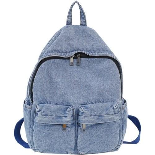 Fashion Blue Denim Fabric Unisex Backpack Women Large Capacity School Bags for Teenager Girls School Backpack Shoulder Bags sac