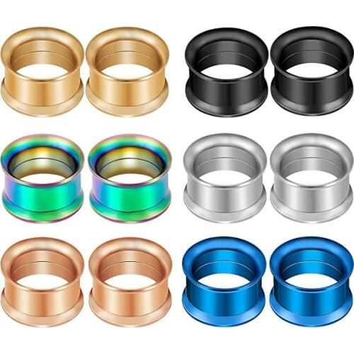 MODRSA 1Piece Punk Stainless Steel Screw Ear Gauges Double Flared Flesh Ear Plugs and Tunnel Ear Expanders Body Piercing Jewelry