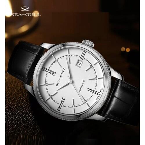 Seagull watch mens automatic mechanical watch ultra-thin business watch rose gold calendar watch large dial designer series6077