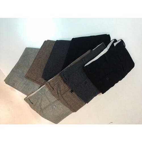 Obrix Male Smart Casual Style Suit Pants Mid Waist Straight Businessman Woolen Pants For Everyday