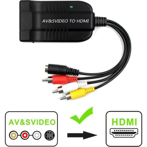 Male CVBS AV Female S-Video Composite to Female HDMI Audio Adapter Converter 720P 1080P With USB Cable For HDTV DVD