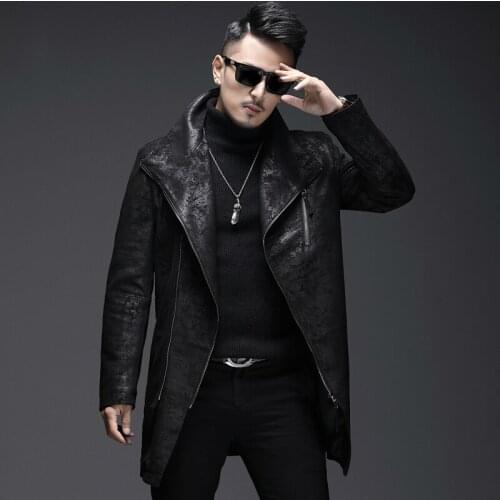 2019 Autumn New Leather Coat Mens Mid-long Leather Jacket High-quality Fashionable Sheepskin Leather Jacket Men