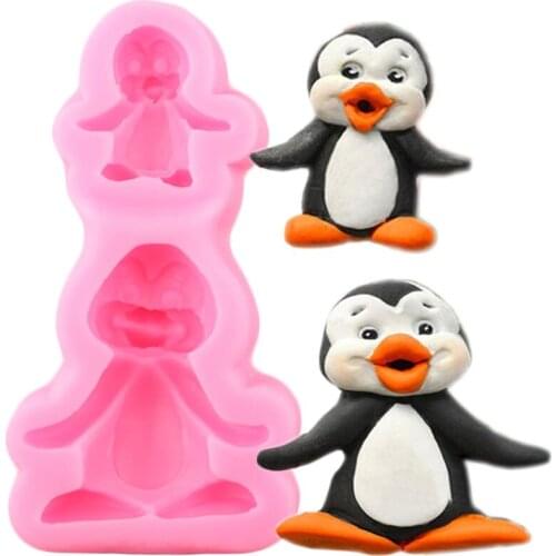 Penguin Silicone Mold Baby Birthday Fondant Cake Decorating Tools Cupcake Topper Chocolate Molds Cookie Candy Resin Clay Mould