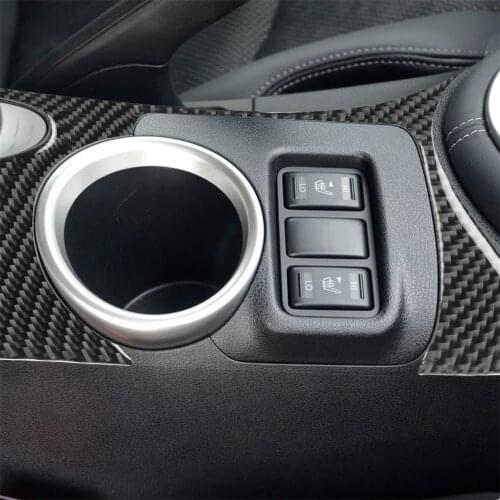 Carbon Fiber Water Cup Holder Frame Cover Trim for Nissan 370z 2009+ Interior Decoration Car Accessories Car Decal Stickers