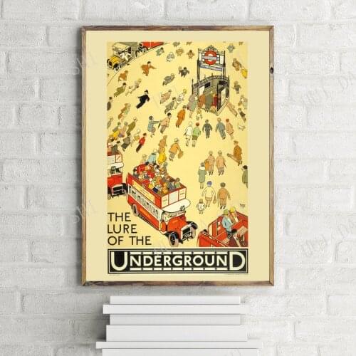 The Lure of the Underground Retro Travel Poster, London Underground Vintage Wall Art Print