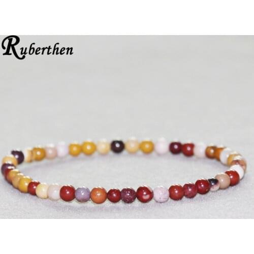 Ruberthen Mookaite Stone Bracelet 4 mm Natural Stone Bead Bracelet Mini Gem Stone Energy Bracelet