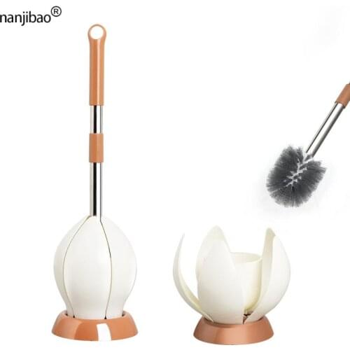 Nanjibao Creative Long Handle No Dead Angle WC Cleaning Brush Automatic Closed Toilet Brush Set Household Bathroom Accessories