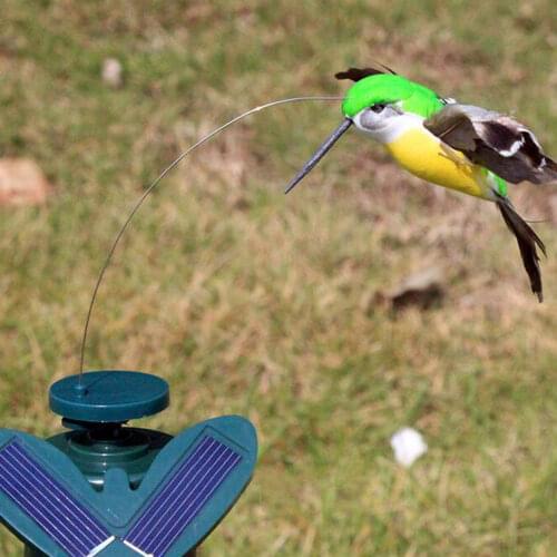 Solar Power Vibration Dancing Fly Fluttering Hummingbird Birds Decoration For Garden Yard TB Sale