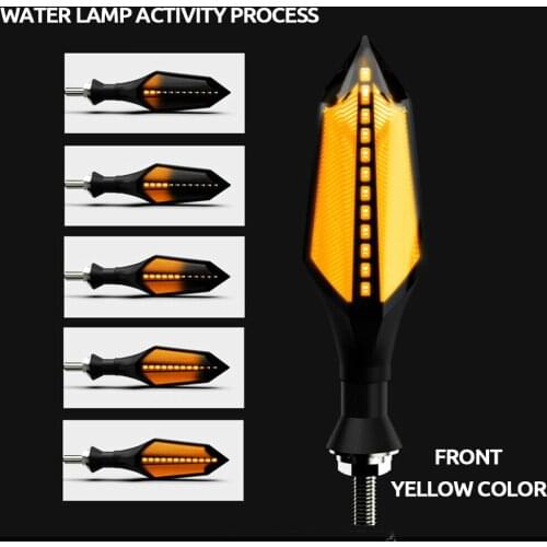 2PCS Universal Motorcycle LED 17SMD Flowing Turn Signal Lamp Sequential Flowing Flash Indicator Lights Amber DRL Running Light