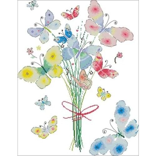 Butterfly bouquet patterns Counted Cross Stitch 11CT 14CT 18CT DIY Cross Stitch Kits Embroidery Needlework Sets home decor