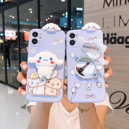 Y2k Kawaii 3D Makeup Mini Mirror Phone Case For IPhone 12 11 Pro MAX 7 8 Plus X XR XS SE 6s Soft Cover Sanrio Cinnamoroll