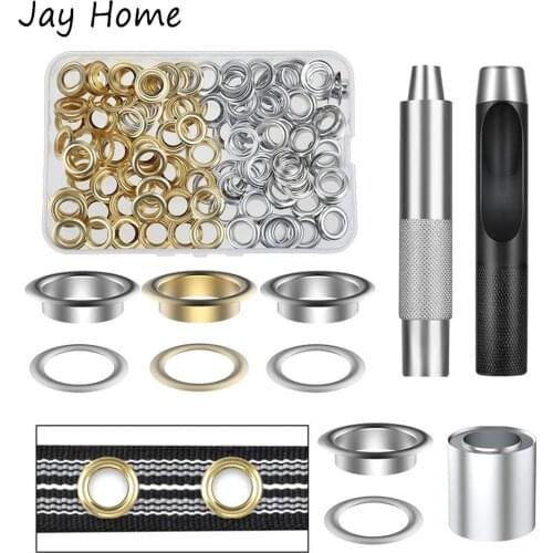 100 Sets Grommet Tools Kit 1/2 Inch Grommets Eyelets with Installation Tools for Fabric Canvas Clothing Leather Craft Making
