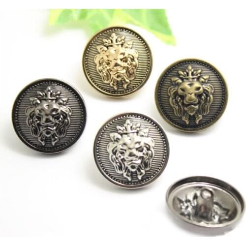 100 PCS Lion Head Gigh-Grade Metal Buttons Bronze Coats Trench Coat Buttons Spot Wholesale Four Colors 15-25MM
