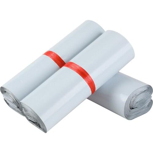 100Pcs Opaque PE Plastic Express Envelope Storage Bags Self Adhesive Seal mailing Courier packaging Bag Postal Pouch White Color