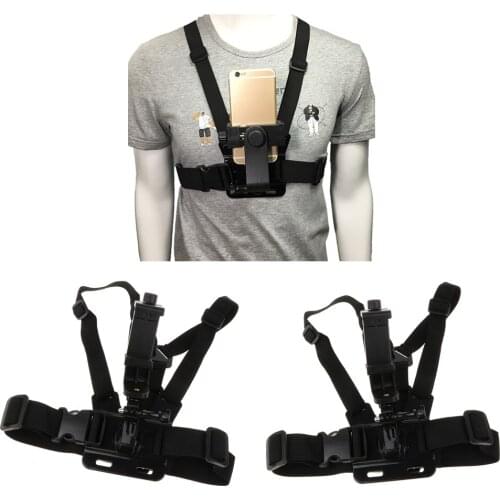 2 Pcs Adjustable Chest Mount Harness Strap Holder W/CellPhone Clip For