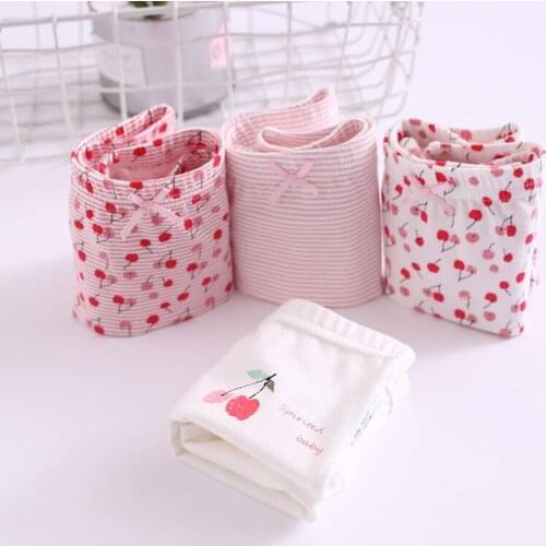 4pcs/pack Kids Panties Cotton Underwear for Girls Teenage White Underpants Cherry Print Shorts Toddler Baby Boxers 3t 4t 6 8 14Y