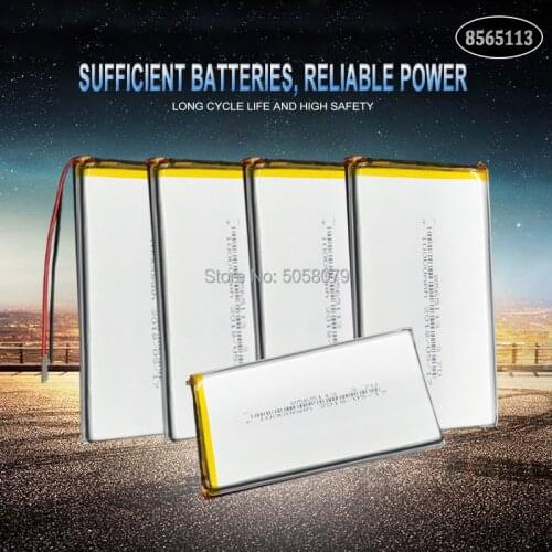 5pcs 3.7V 10000mAh 8565113 Lipo Battery With PCM For Tablet DVD GPS Medical Device PDA Bluetooth speaker, Digital Camera