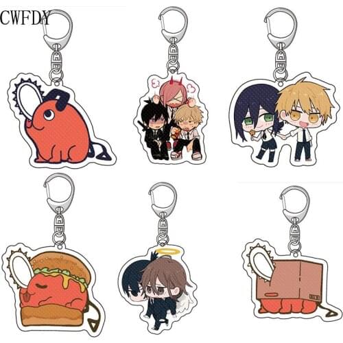 50pcs Anime Chainsaw Man Cosplay Keychain Denji Pochita Makima Power Beam Angel Key Ring Collection Props For Kids Collection
