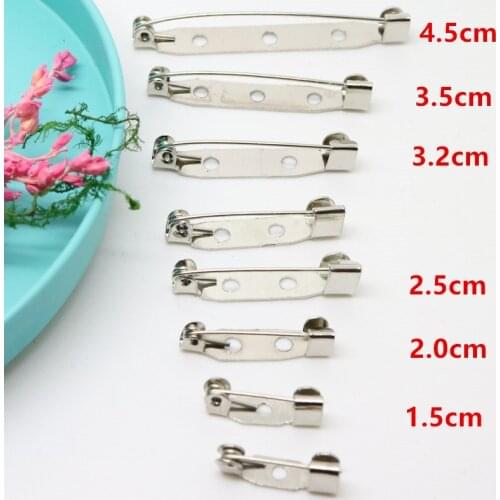 50PCS Silver No locked Metal brooches pin backs safety pins for DIY Badge jewelry finding 1.5cm 2.0cm 2.5cm 3.2cm 3.8cm 4.5cm