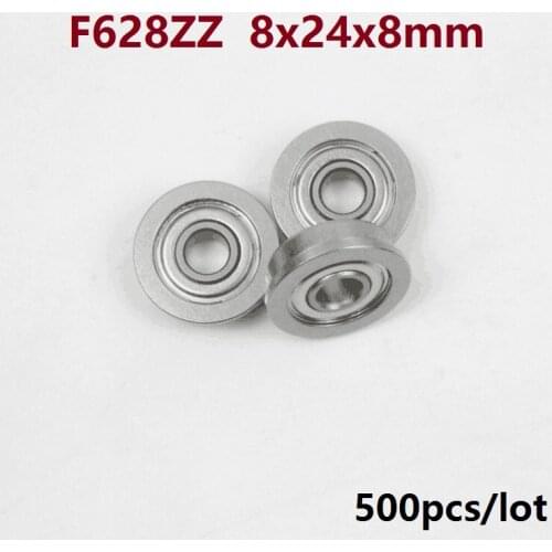 500pcs/lot F628ZZ F628Z F628 Z ZZ F628-ZZ 8x24x8 mm Mini flange deep groove Ball Bearing 8*24*8mm shielded flanged bearing