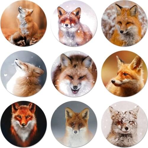 58mm A Fox in The Wild Red Fox Badge Brooch Pin Accessories For Clothes Backpack Decoration gift