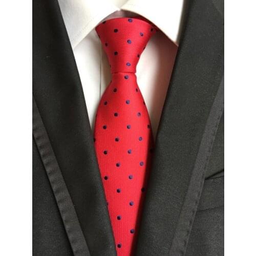 8cm Men formal occasion tie red with navy blue spots necktie for party