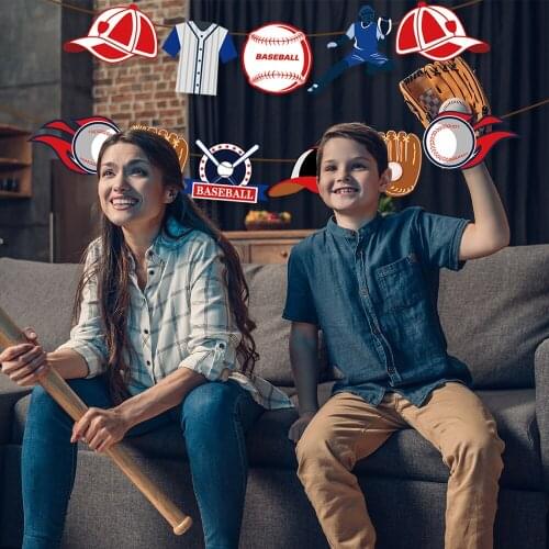 Baby Shower Wall Baseball Happy Birthday Banner Sports Baseball Hanging Bunting DIY Party Decorations Kids Party Favors