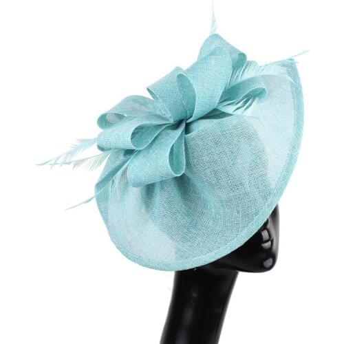 Turquoise Wedding Bride Fascinator Hats Hair Clips Women Wedding Headwear Ladies Cocktail Race Hair Accessories Cocktail Hats