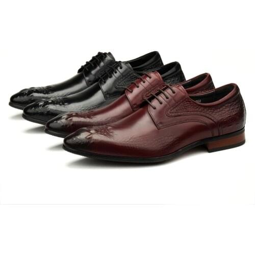 Large Size EUR45 Black / Brown Tan Social Shoes Mens Business Shoes Genuine Leather Wedding Dress Shoes