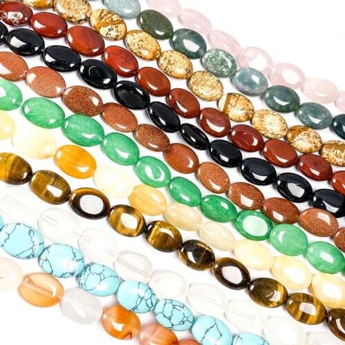 28pcs Natural Stone Beads Semi-precious Stones Egg Shape Jewelry Making DIY Necklace Bracelet Accessories 10x15mm