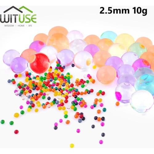 2.5mm 10g Crystal Soil Water Polymer Gel Water Jelly Beads Balls Big Home Decor Pearls Hydrogel Balls Growing Wedding Decoration