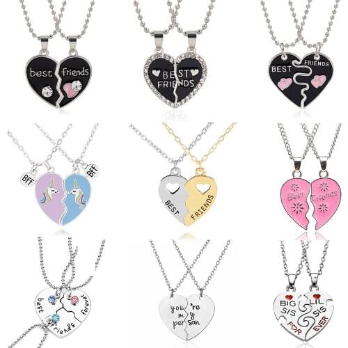 2Pc/Set Tai Chi Best Friend Choker For Women Heart Puzzle Crown Necklaces For Couple Lover Friendship Forever Bff Jewelry 2021