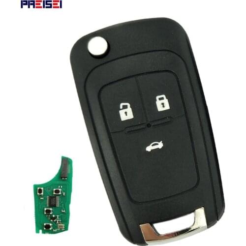 PREISEI 3 Button Replacement Flip Folding Remote Car Key For Chevrolet Cruze Malibu Aveo Spark Sail Orlando Key 433MHz ID46 Chip