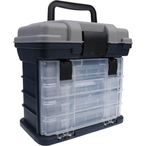 Compact 4 Layers Tackle Box Fishing Baits Hooks Lures Handheld Storage Case