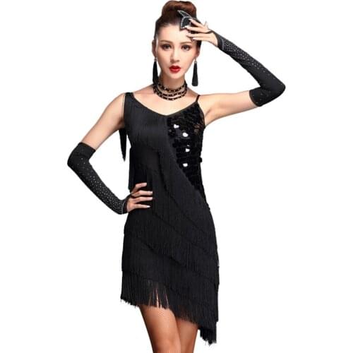 Latin dance costumes women salsa dancewear flapper costume dresses ballroom competition dresses tango adult fringe gold sequin